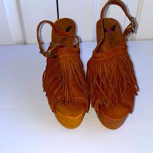 Fringe Peep Toe Heels